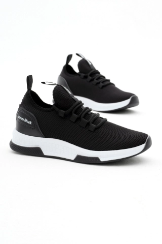 Men Women Black and White Breathable Lightweight Mesh Running Sneakers